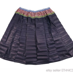 Dutch woman&#39;s folk costume apron from Marken, Netherlands | indigo blue pleated cotton summer clothing | traditional ethnic dress folklore