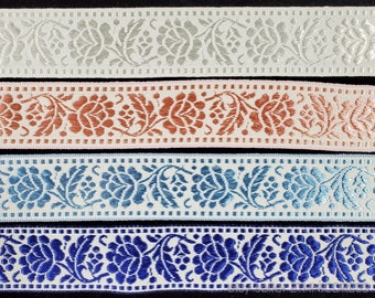 VINTAGE folklore edging trim from Czechoslovakia - 4 colors | Czech Slovak folk costume sewing embellishment lace ribbon blue pink white