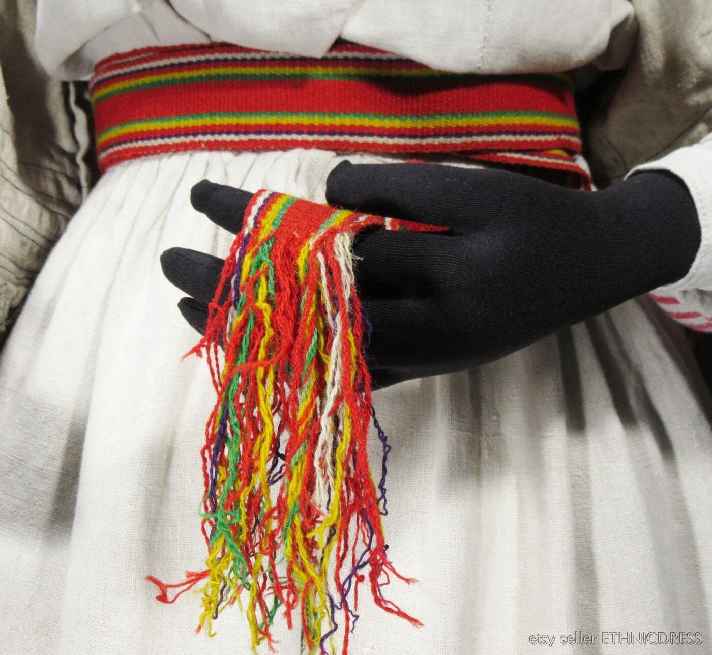 黎族 樹皮布 手織り筒裙／50年ヴィンテージ／裏面織り技法／民族衣装／希少