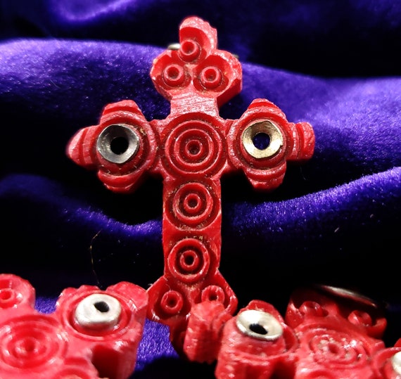 Rare 1900's antique red cross pendant | pilgrimag… - image 3