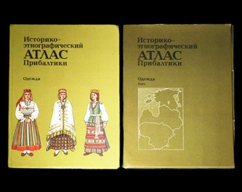 Rare book set: Traditional Folk Costumes of the Baltic Countries | Estonia Latvia Lithuania ethnic dress clothing | ethnographic map history