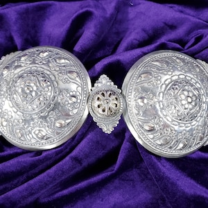 Antique Ottoman belt buckle from Samokov, Bulgaria | historic Balkan jewelry traditional folk costume | 10&quot; pafti silver color metal ethnic