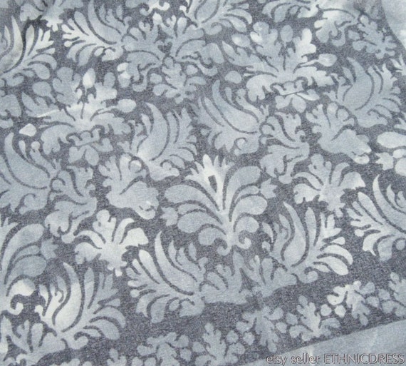 Vintage delicate gray & black paisley scarf | 13"… - image 1
