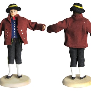 Poupée de costume folklorique européenne d’Autriche | vêtements ethniques traditionnels folklore figure | Tirol lederhosen chapeau | miniature faite à la main à l’échelle 1:12