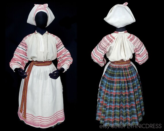 Antique Ukrainian woman's folk costume from Poliss