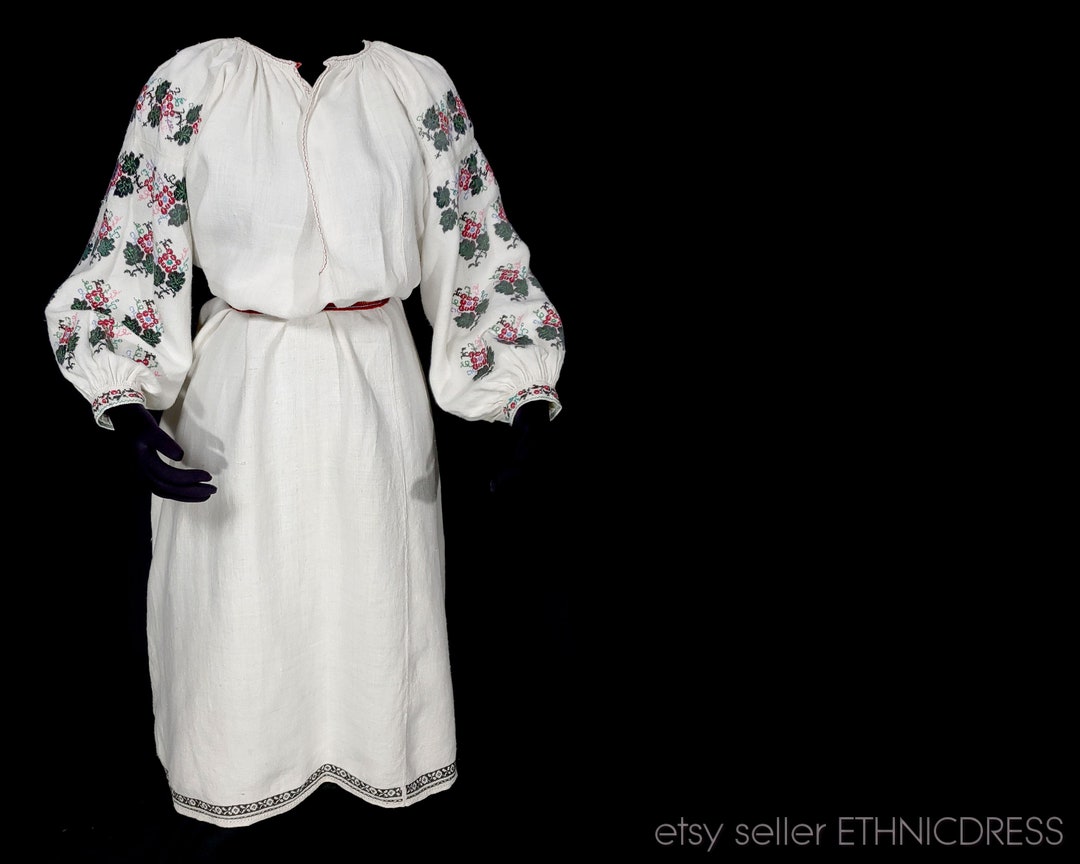 Antique Ukrainian Folk Costume Linen Dress Handmade Chemise - Etsy
