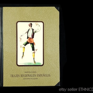 RARE BOOK Spanish Folk Costumes - 210 painting illustrations | Spain regional ethnic fashion dress | Andalucia Castilla Cataluna Valencia