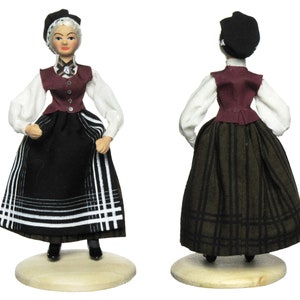 European folk costume doll from Tromso, Norway | traditional Scandinavian clothing | ethnic regional bunad | 5&quot; tall miniature 1:12 scale