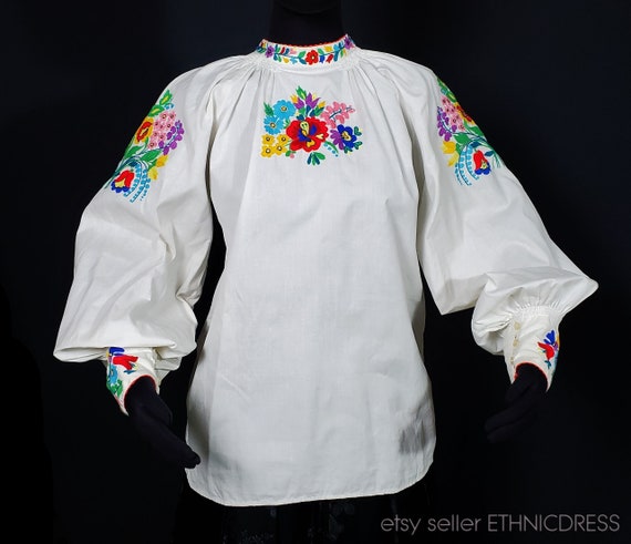 Vintage Ukrainian folk costume blouse from Zakarpa