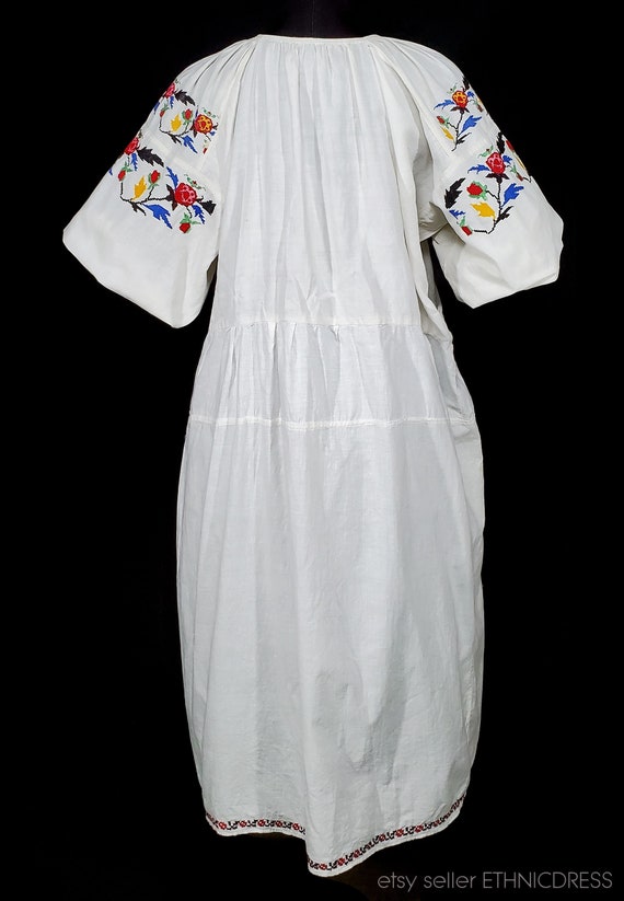 Vintage Ukrainian folk costume cotton dress | han… - image 3