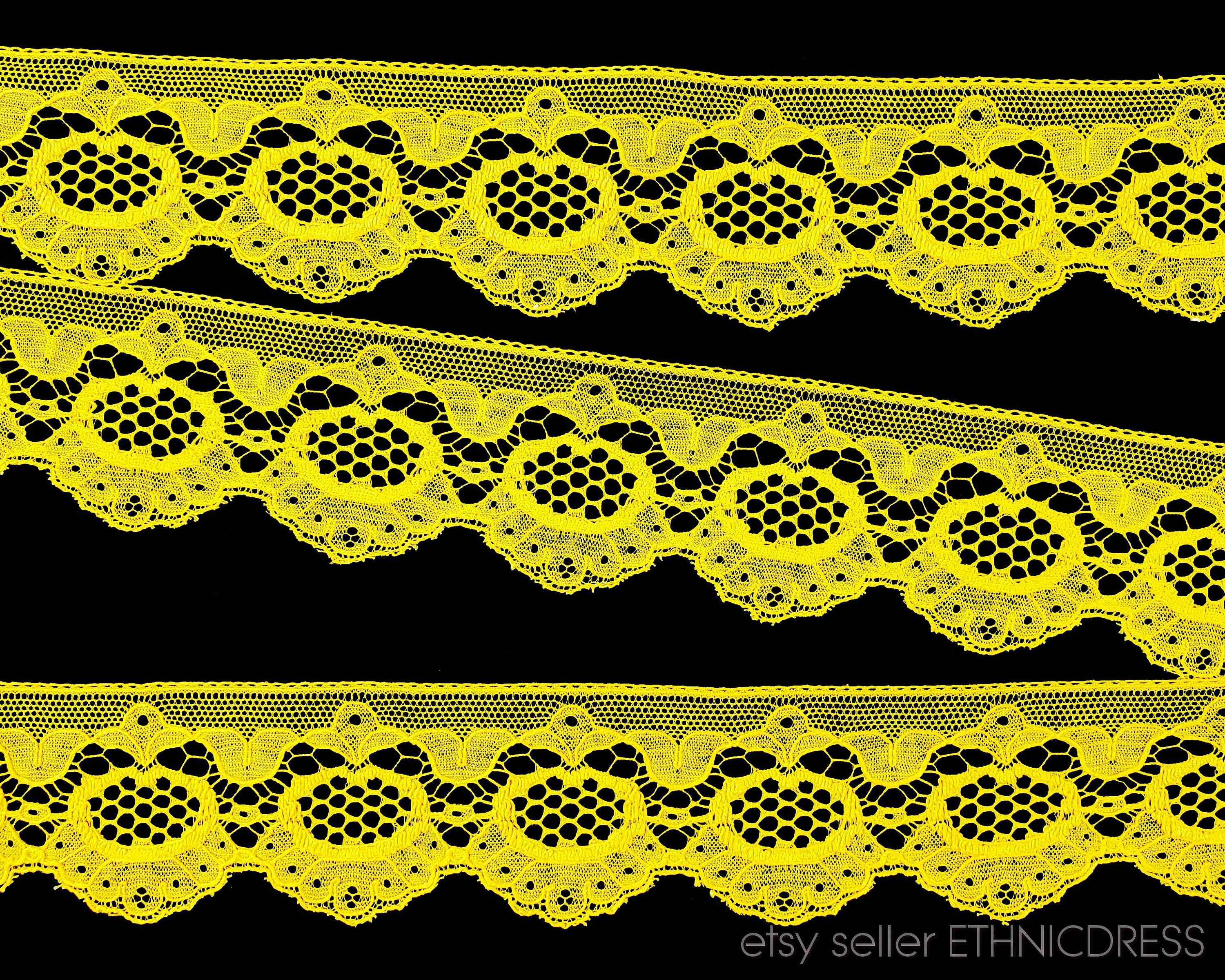 Edging - Yellow Etsy Trim From VINTAGE Czechoslovakia 50mm Folklore