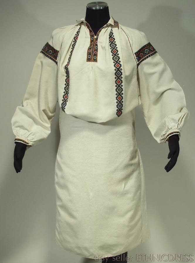 Antique Woman's Dress From Vinnytsia Region, Ukraine - Traditional Ethnic Folk Costume | Ukrainian Peasant Fine Micro-Embroidery Art