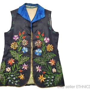 Very rare Ukrainian embroidered folk costume vest - Lviv region | handmade antique western Ukraine ethnic floral embroidery clothing jacket
