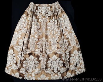 Striking folk costume skirt of heavy gold-beige paisley woven fabric | European folklore Spain Czech Bohemia Italian ethnic dress fashion