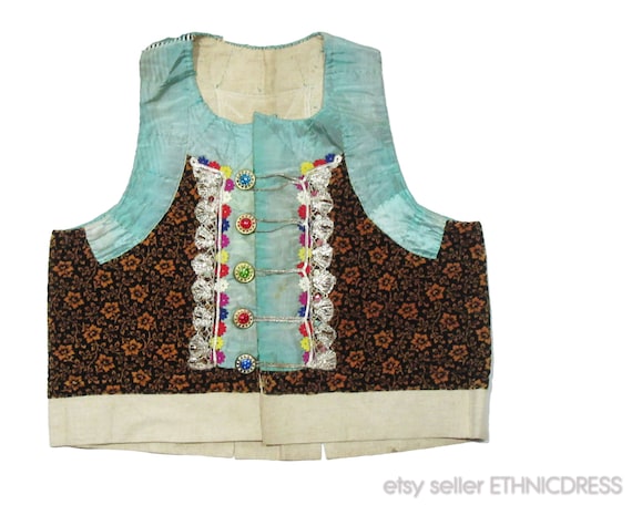 Antique Slovak folk costume vest from Soporna, Slo