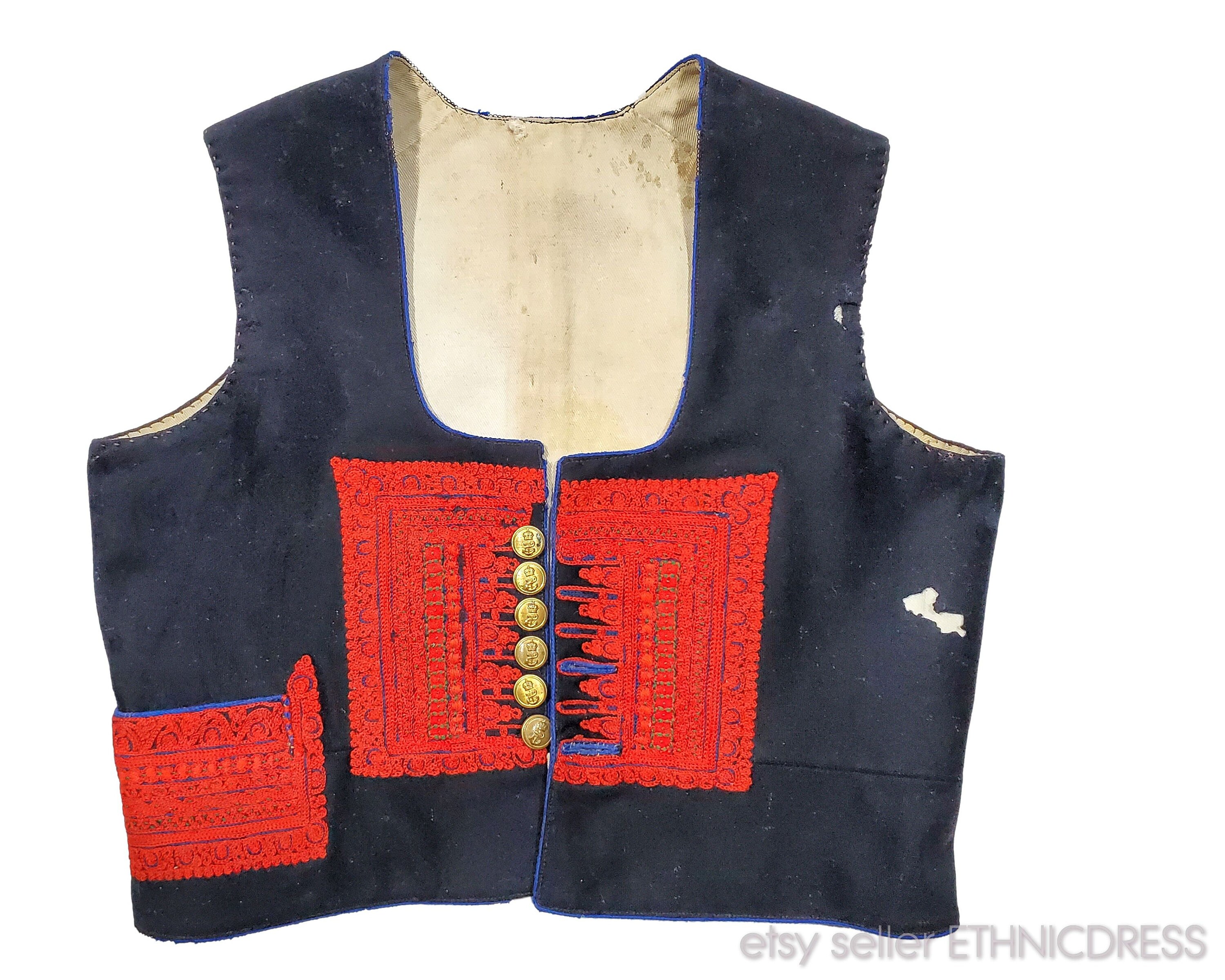 Rare Czech folk costume embroidered wool vest | Moravia winter bodice corset ethnic clothing | handmade traditional waistcoat Nivnice kroj