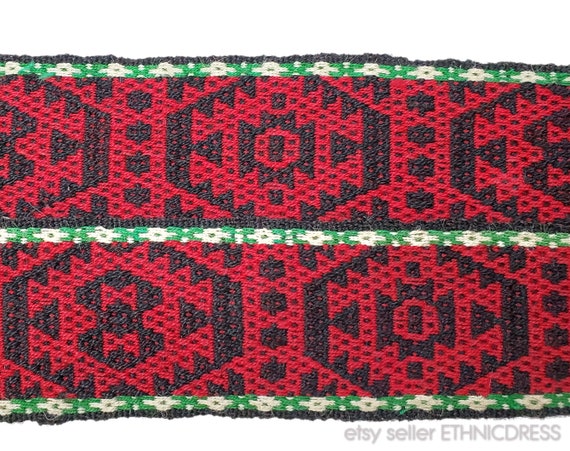 Vintage Ukrainian folk costume woven wool belt Uk… - image 4