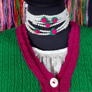 Vintage Hungarian folk costume Rimoc Paloc Hungary traditional embroidered blouse red skirt handmade vest rare headdress brocade shawl art image 4