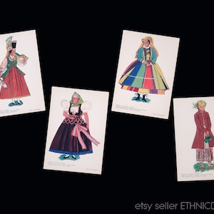 Antique Postcards from Poland 1930s - Stryjenska Polish & Ukrainian women&#39;s folk costumes | sold indivdually - pick from 4 designs | culture