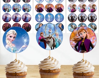 Adornos para cupcakes de cumpleaños de Frozen, decoración para fiesta de princesas fr1