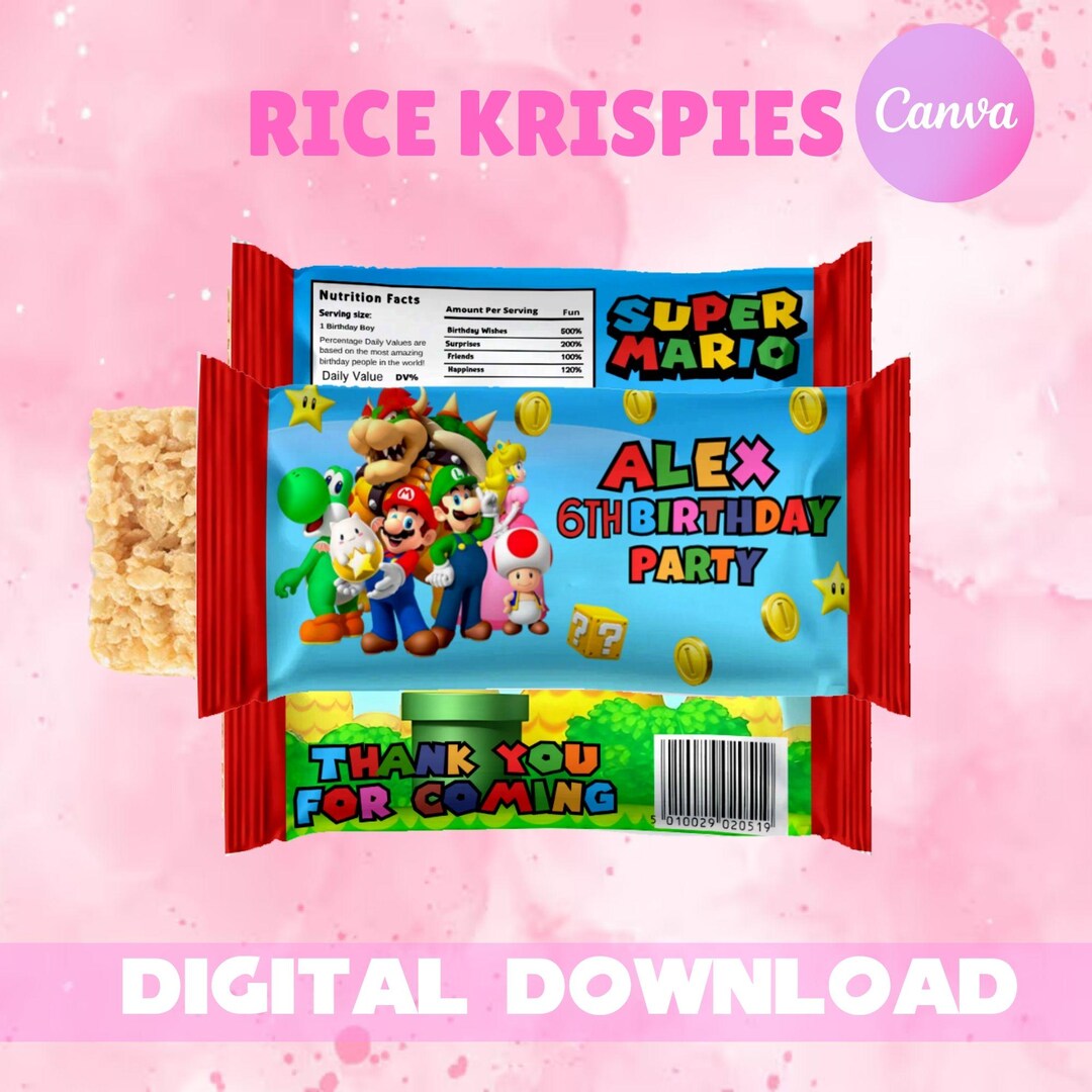 Merigo Rice Box Super Mario Rice Krispies Kids Birthday Decor Sm1 - Etsy