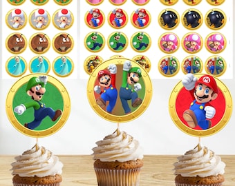 Super Mario Cupcake Toppers Birthday Party Decor mr1