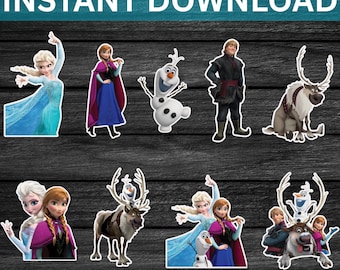 Adornos para cupcakes de Frozen, pegatinas de Anna, Elsa y Olaf fr1
