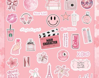 Más de 30 pegatinas glam rosas para agendas femeninas