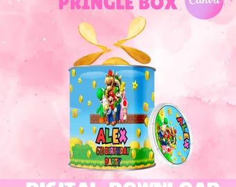 Etiqueta de cajas de Pringles de cumpleaños de Super Mario sm1