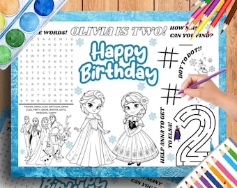 Frozen Birthday Placemat Kids Activity Sheet fr1