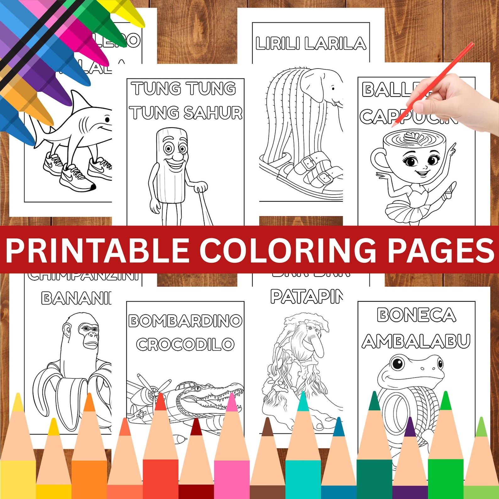Italian Brainrot Coloring Pages Kids Fun Activity Worksheet Ib1 - Etsy