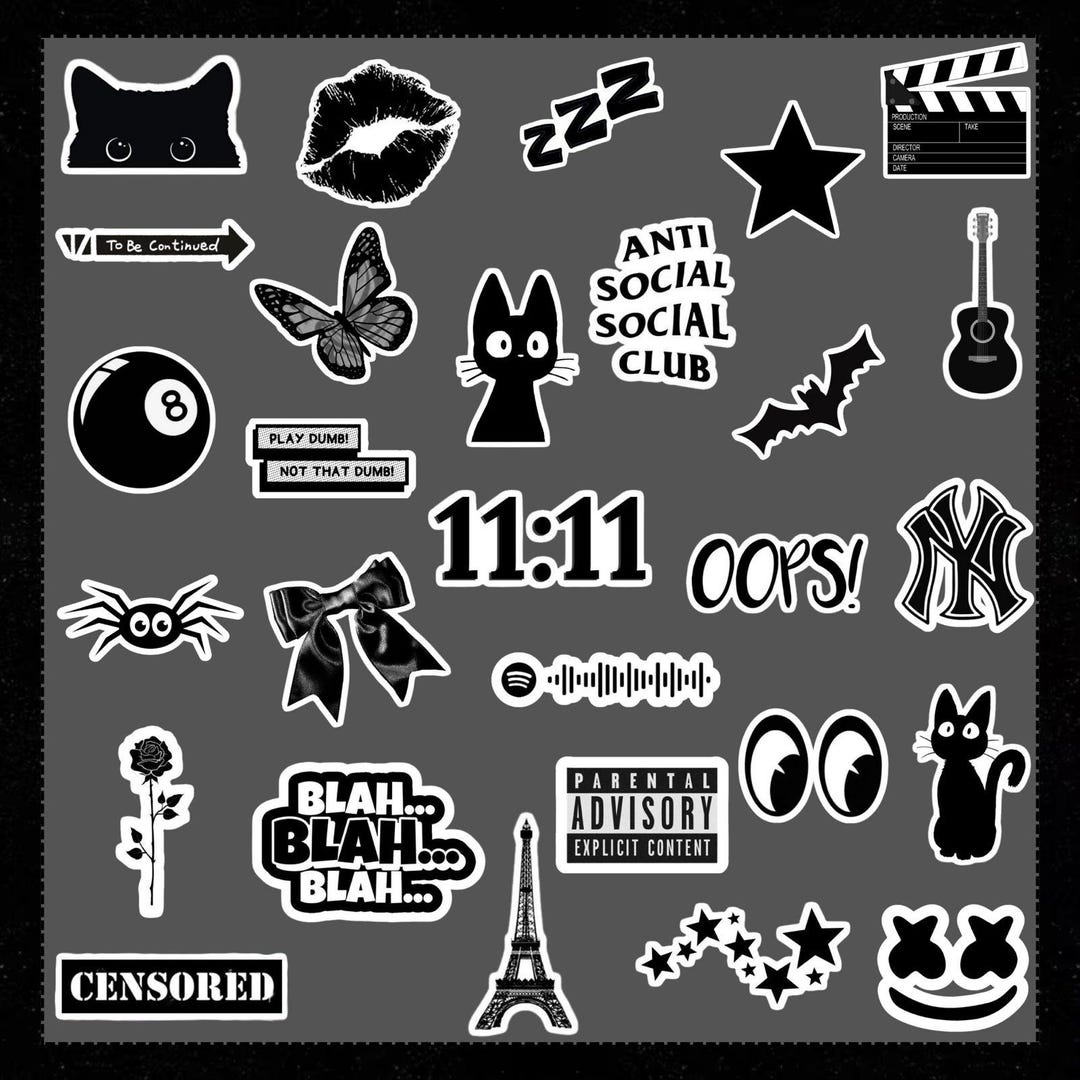 25+ Dark Gothic Stickers Black Aesthetic Stickers for Planner Laptop ...
