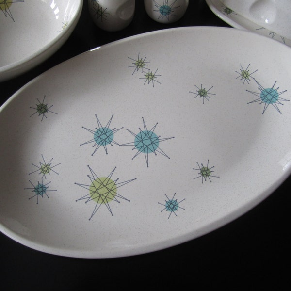 RESERVED for MB Franciscan Gladding McBean Atomic Starburst Pattern Vintage Serving Platter Mid Century Eames Style