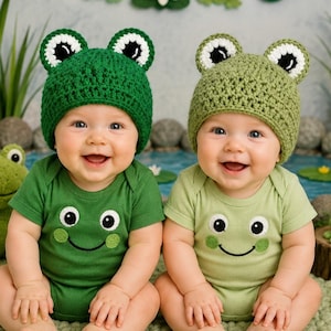 Crochet Frog Hat: Newborn Photo Prop, Halloween Costume, Winter Hat