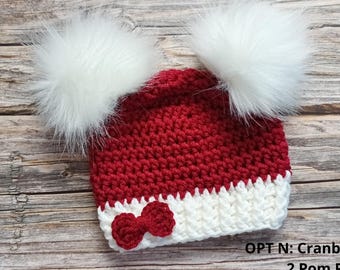 Christmas Baby Hat, Toddler Beanie,  Newborn Christmas Hat, My 1st Christmas Hat, Christmas Photo Prop, Crochet Baby Santa Hat
