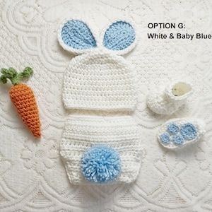 Easter Bunny Crochet Hat and Diaper Cover - Baby Photo Prop - Baby Bunny - Crochet Bunny Hat - Baby Shower Gift - Avail in 0 to 6 Months