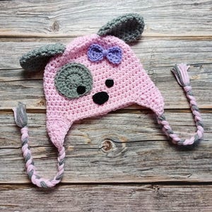 READY TO SHIP - 3 to 5 Year Size - Crochet Puppy Hat, Puppy Halloween Costume, Newborn Photo Prop, Toddler Puppy Hat, Winter Hat