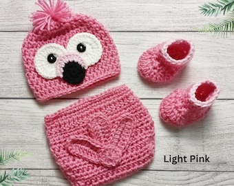 Baby Flamingo Hat and Diaper Cover, Newborn Photo Prop, Halloween Costume, Newborn Flamingo Hat, Baby Shower Gift, Newborn Baby Outfit