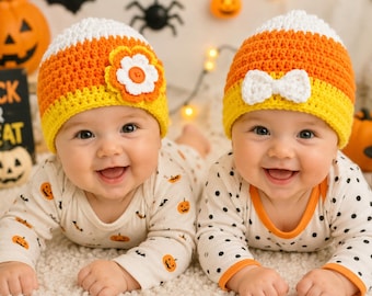 Baby Candy Corn Hat, Newborn Photo Prop, Halloween Costume, Hats for Fall, Newborn Candy Corn Hat, Baby Shower Gift