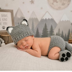 Baby Wolf Outfit, Halloween Costume, Wolf Set, Newborn Photo Prop, Woodland Nursery, Baby Shower Gift, Newborn Baby Outfit, MADE TO ORDER