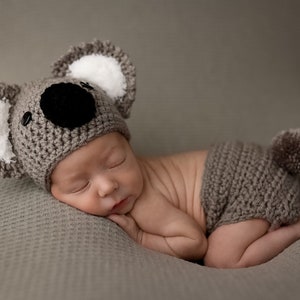 Baby Koala Bear Hat and Diaper Cover - Baby Photo Prop - Baby Shower Gift - Baby Koala Hat - Available in 0 to 6 Months - Any Color Combo