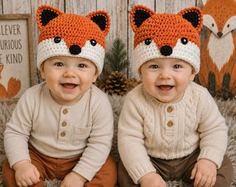 Crochet Fox Hat, Baby Fox Beanie, Crochet Baby Hat, Halloween Costume, Newborn Photo Prop, Newborn Hat, Toddler Hat, Winter Hat