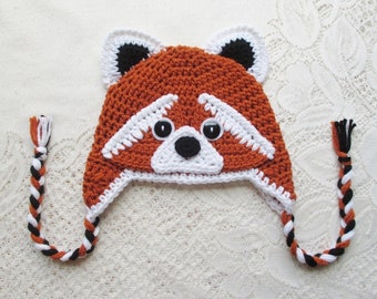 Crochet Red Panda Hat - Winter Hat - Photo Prop - Animal Hat - Red Panda Hat - Baby Hat - Crochet Hat - Available in Any Color Combination