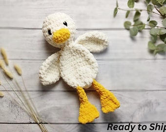 Duck Snuggler Lovey - Baby Duck Snuggler - Woodland Nursery Decor - Comfort Animal - Baby Cuddle Blanket - Baby Goose Toy - Baby Shower Gift