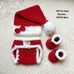 Baby Santa Outfit - Crochet Santa Hat and Diaper Cover - Baby Santa Set - Crochet Santa Outfit- First Christmas Outfit - Newborn Santa Set