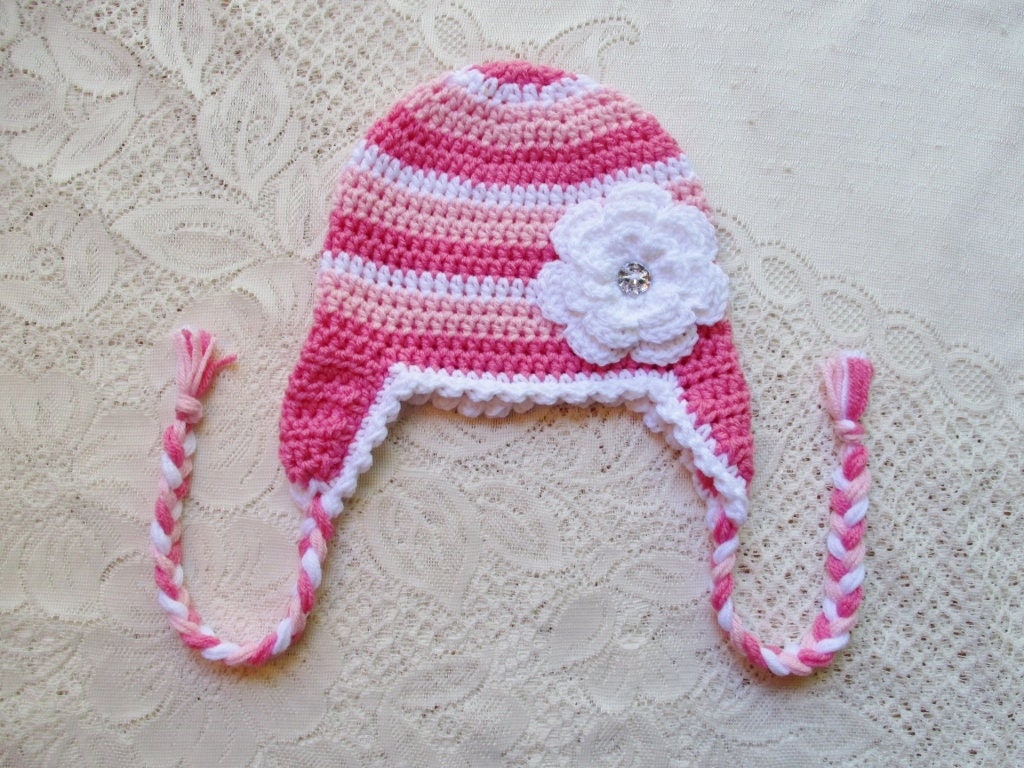 Shades of Pink and White Stripe Crochet Hat Winter Hat | Etsy