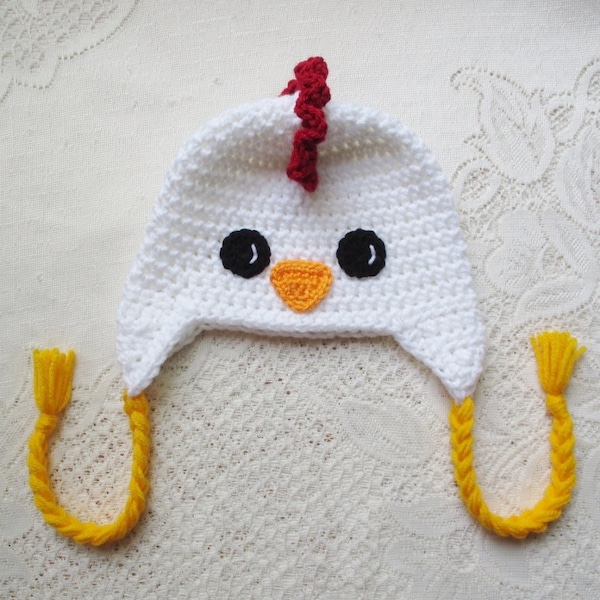 Chicken Hat - Rooster Hat - Winter Hat - Photo Prop - Crochet Hat - Barn Yard Animal - Farm Animal - Available in Any Color