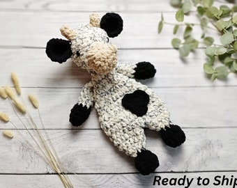 Cow Snuggler Lovey - Baby Cow Snuggler - Farm Nursery Decor - Comfort Animal - Baby Cuddle Blanket - Baby Cow Plush Toy - Baby Shower Gift