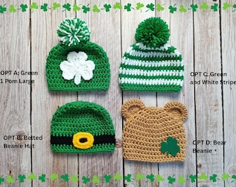 Baby St Patricks Day Hat - Newborn Photo Props - Newborn Baby Winter Hat - St Patricks Day Baby Announcement - Baby St Patricks Day Outfit