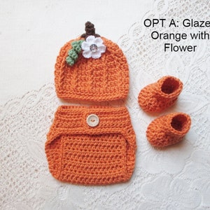 Baby Pumpkin Crochet Hat and Diaper Cover - Baby Photo Prop - Baby Pumpkin Outfit - Baby Pumpkin Set - Baby Halloween Set - 0 to 6 Months